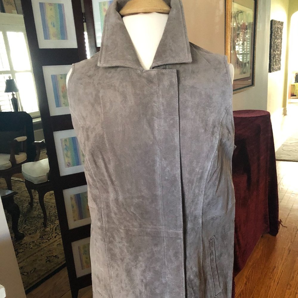 NWT - Dennis Basso Taupe Suede Vest